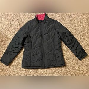 Faded Glory Large (12/14) Rich Black color Jacket with a dark reddish/pink int